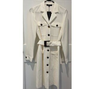 NWT Lafayette 148 New York White L/S Belted Dress